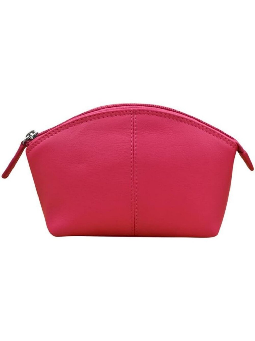 Genuine Leather RFID Blocking Makeup Pouch - Stylish Indian Pink Cosmetic Bag